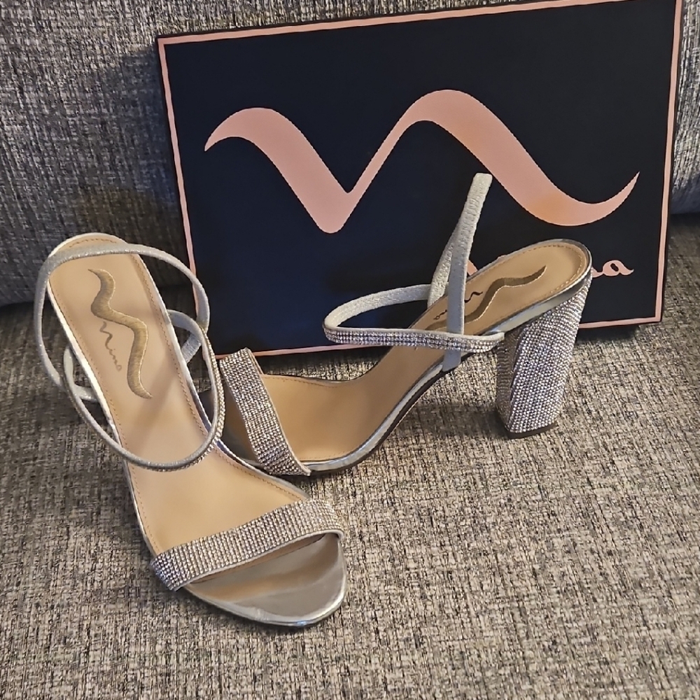 Silver Strappy Heels